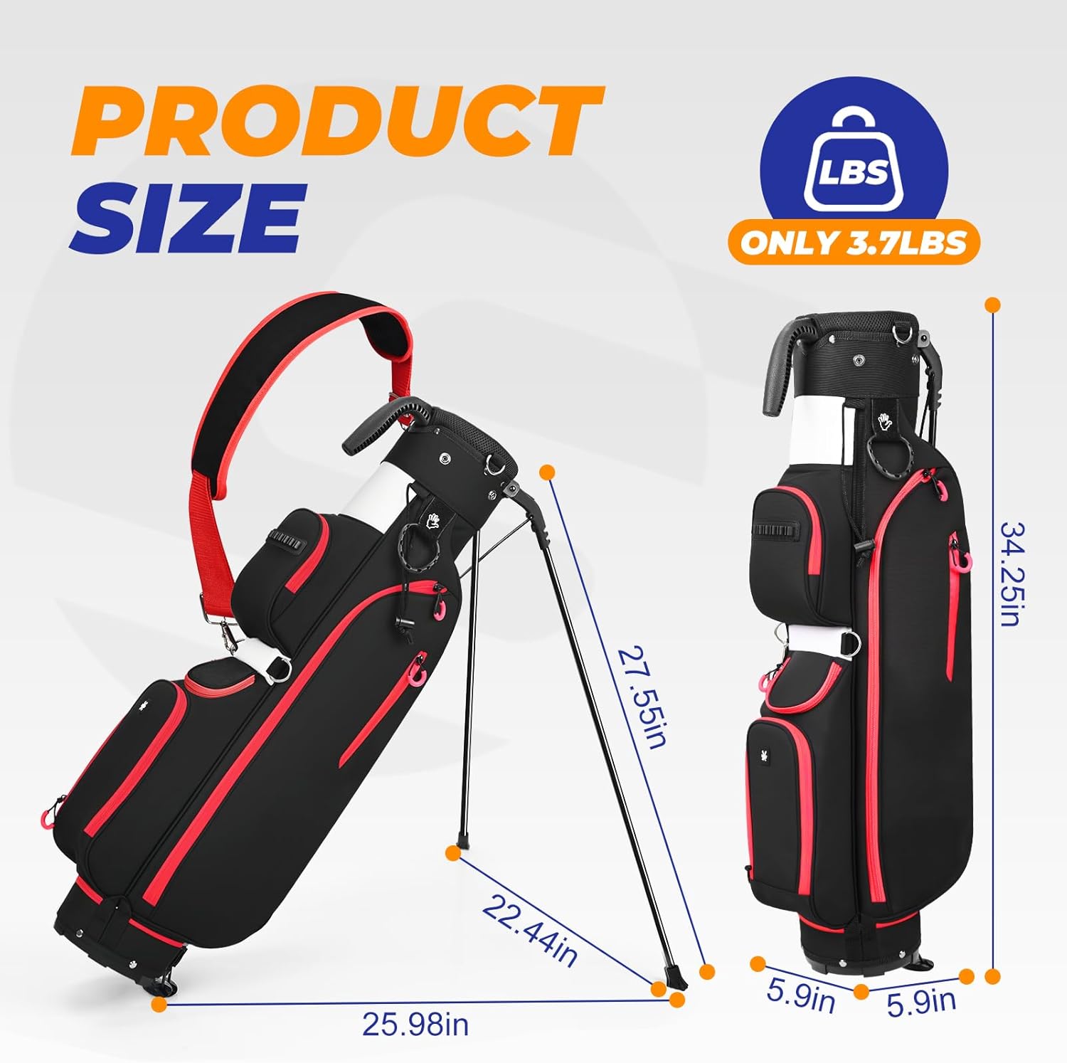 Golf Stand Bag, Lightweight Par 3 Golf Bag with 3 Way Dividers 900D Weatherproof Oxford, 3.7lbs Compact Yet Spacious Pitch N Putt for Driving Range, Cooler Pockets - Image 4