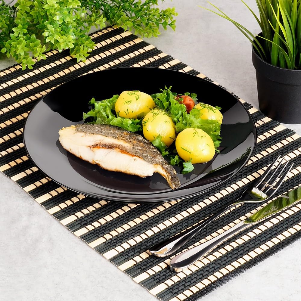 Vilde Lot de 6 assiettes plates en verre noir 25,5 cm | Assiettes, vaisselle