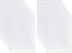 JEKUGOT 10 Pcs Plastic Mesh, Plastic Eye Mesh for Crafts DIY, Cross Stitch Fabric (White, 30×20cm)