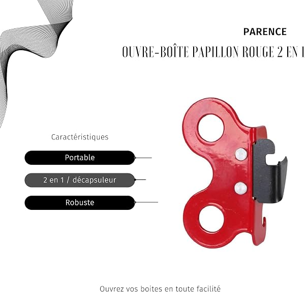 Ouvre-Boîte Papillon Rouge 2 en 1 - Compact et Polyvalent - ouvre boite et canette - cuisine pique nique camping - randonnée - Décapsuleur) - 4
