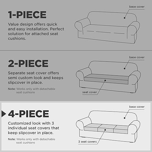 Miniatura 7 de Zenna Home Funda elástica de chenilla, sofá de 4 piezas, setamarrón