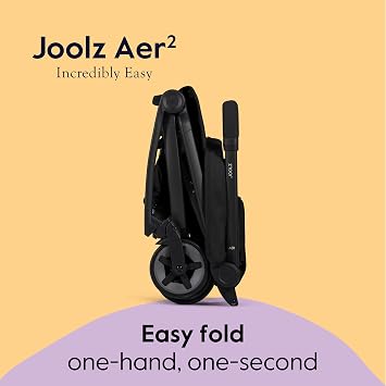 Joolz Aer2 Lightweight Travel Stroller for Baby & Toddler One-Hand Fold, Compact Carry-On Airplane Approved, Reclining Seat, UPF 50+ Canopy, Travel Pouch, Baby Net Space Black