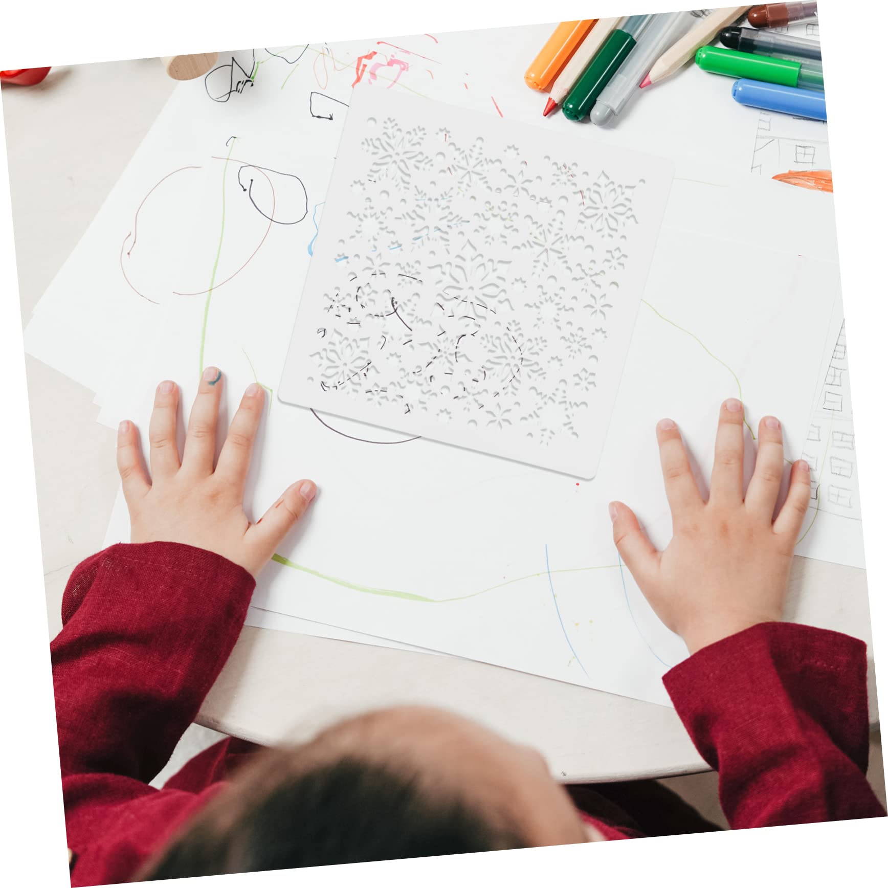 SHINEOFI 5 Juegos Plantilla De Pintura Plantillas De De Nieve Para Pintar Arte Del De Nieve Plantillas De Vacaciones De Nieve Pegatinas El Plastico 4 Uds * 5