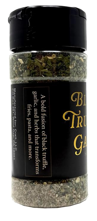 Black Truffle Garlic Seasoning, Black Truffle Salt with Garlic, Dairy-Free Seasoning for Fries, Popcorn, Steak 1.73 Ounce