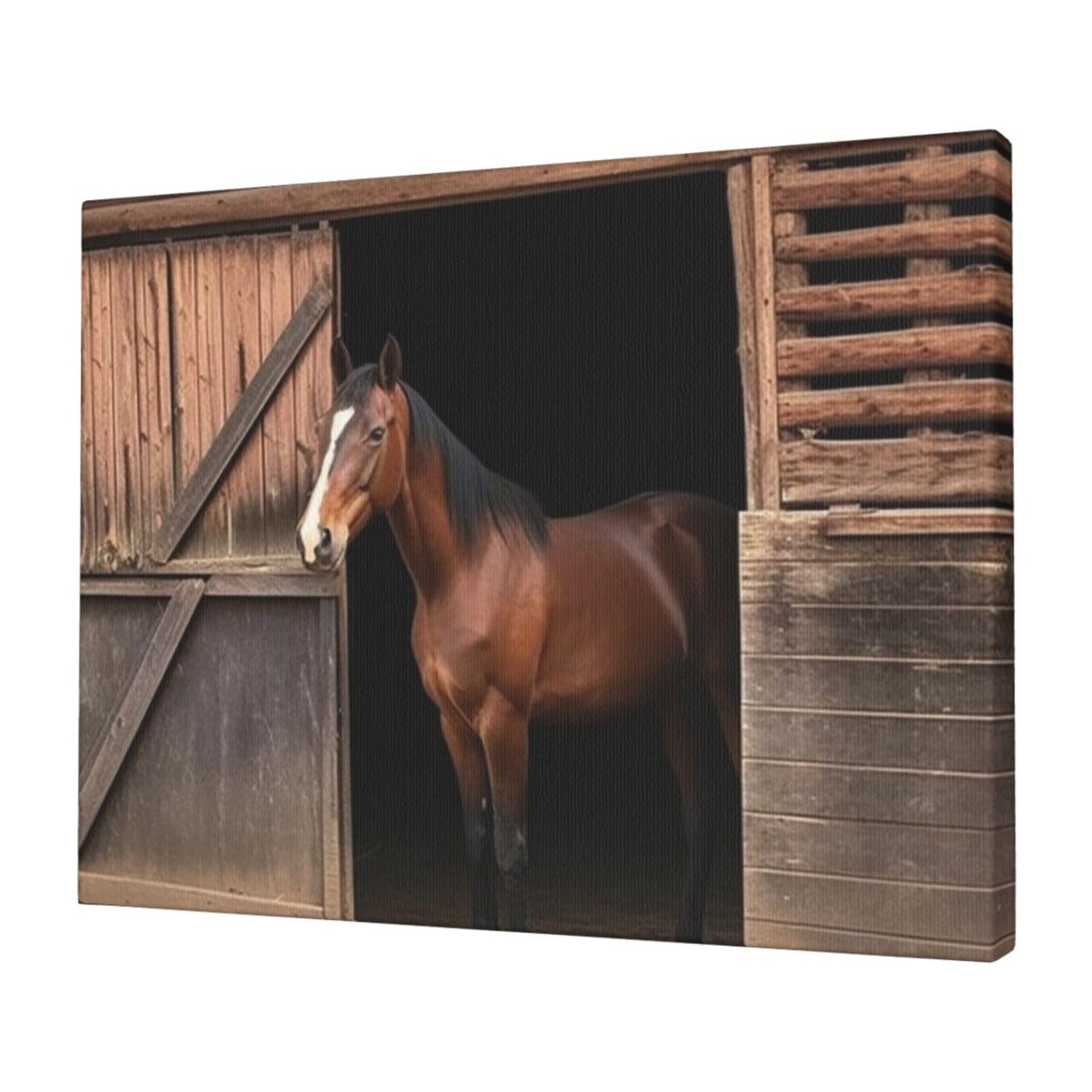 FodPand Canvas Wall Art for Living Room Wall Decor 12"x16" Modern Artwork Painting Pictures Hanging Canvas Prints Barn Horse Aesthetic Wall Art for Bedroom Bathroom Office Wallart Decor