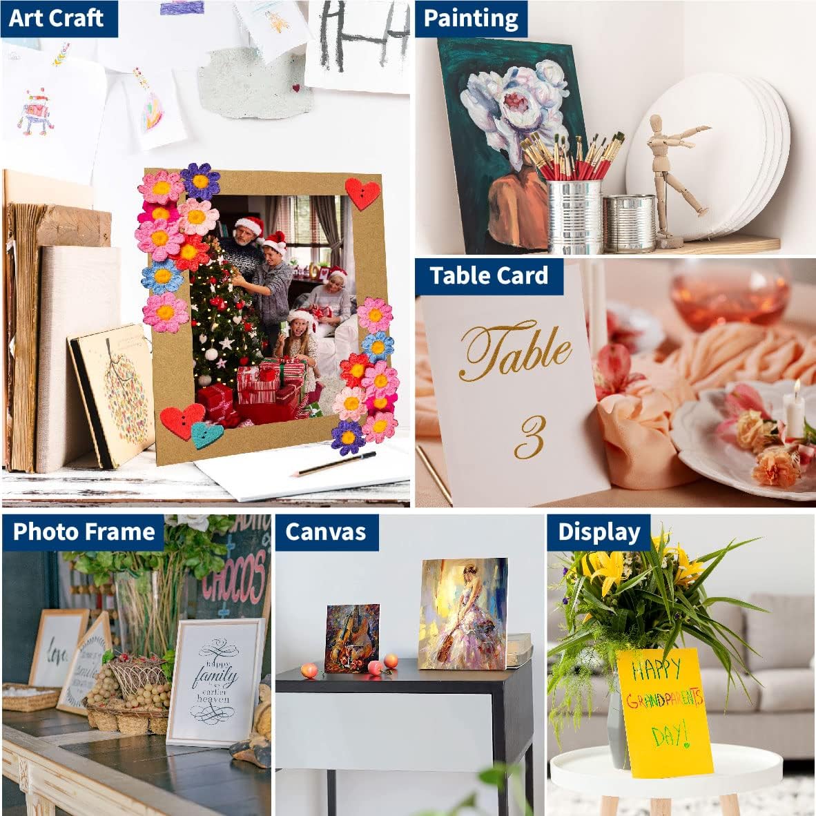 7 Inch Self Stick Cardboard Easel Backs, Picture Frame and Art Easel Stand, Use for Photos, Signs, Crafts, (Pack of 60, White)