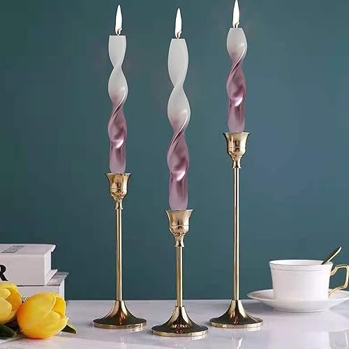 Miniatura 3 de Velas cónicas torcidas  Velas románticas en espiral rosa  Velas sin perfume para bodas fiestas cenas vacaciones decoración del hogar