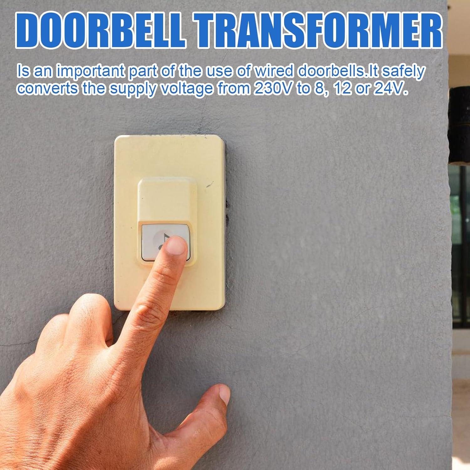 Doorbell Transformer: 230V to 8V-12V-24V DIN Rail Power Supply, Standard DIN Rail Compatible, Doorbell Transformer for All Doorbells (White)