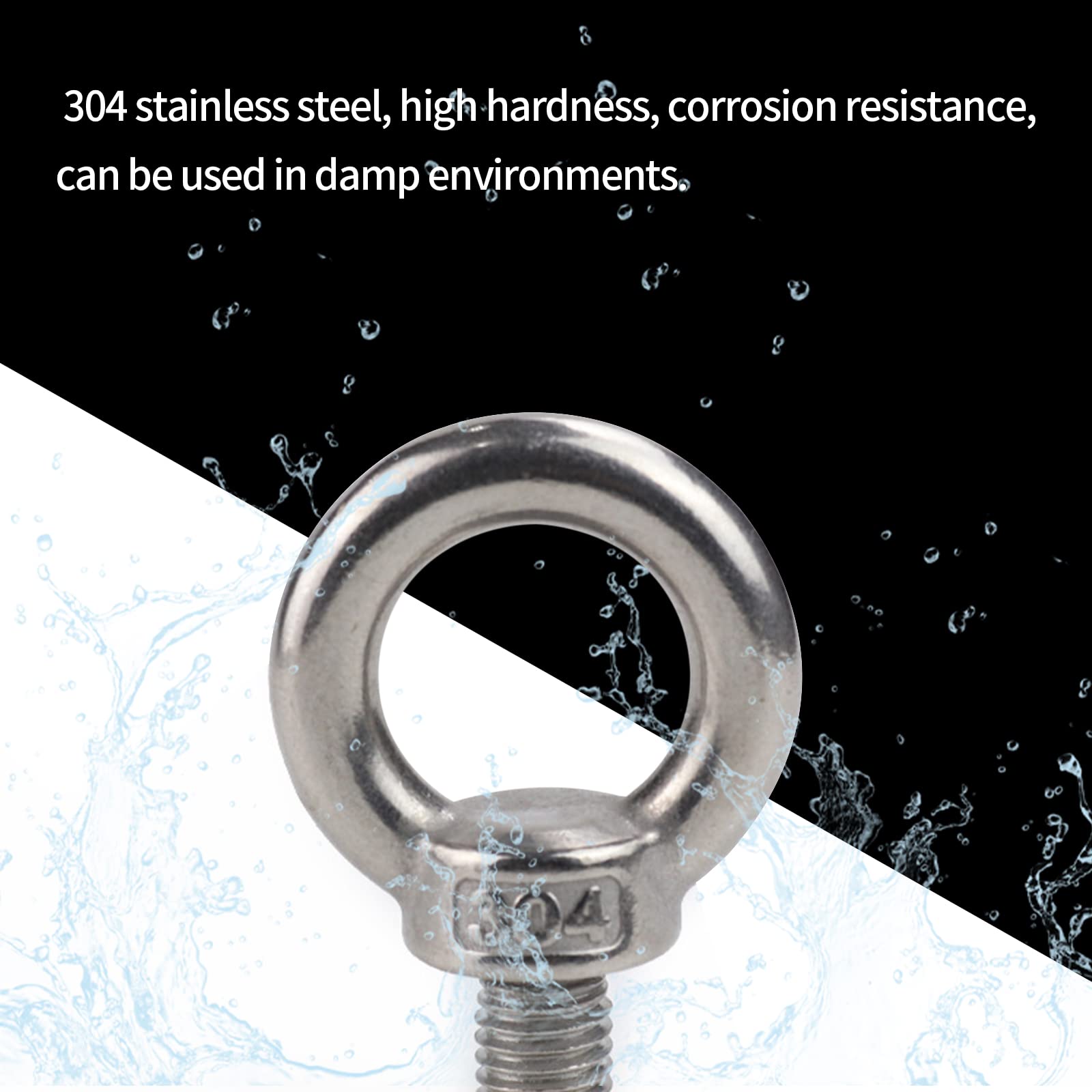 Viti Ad Occhiello M6 In Acciaio Inox - 70 Mm, Per Sospensione E Montaggio, 16 Pezzi, Argento - Foto 7