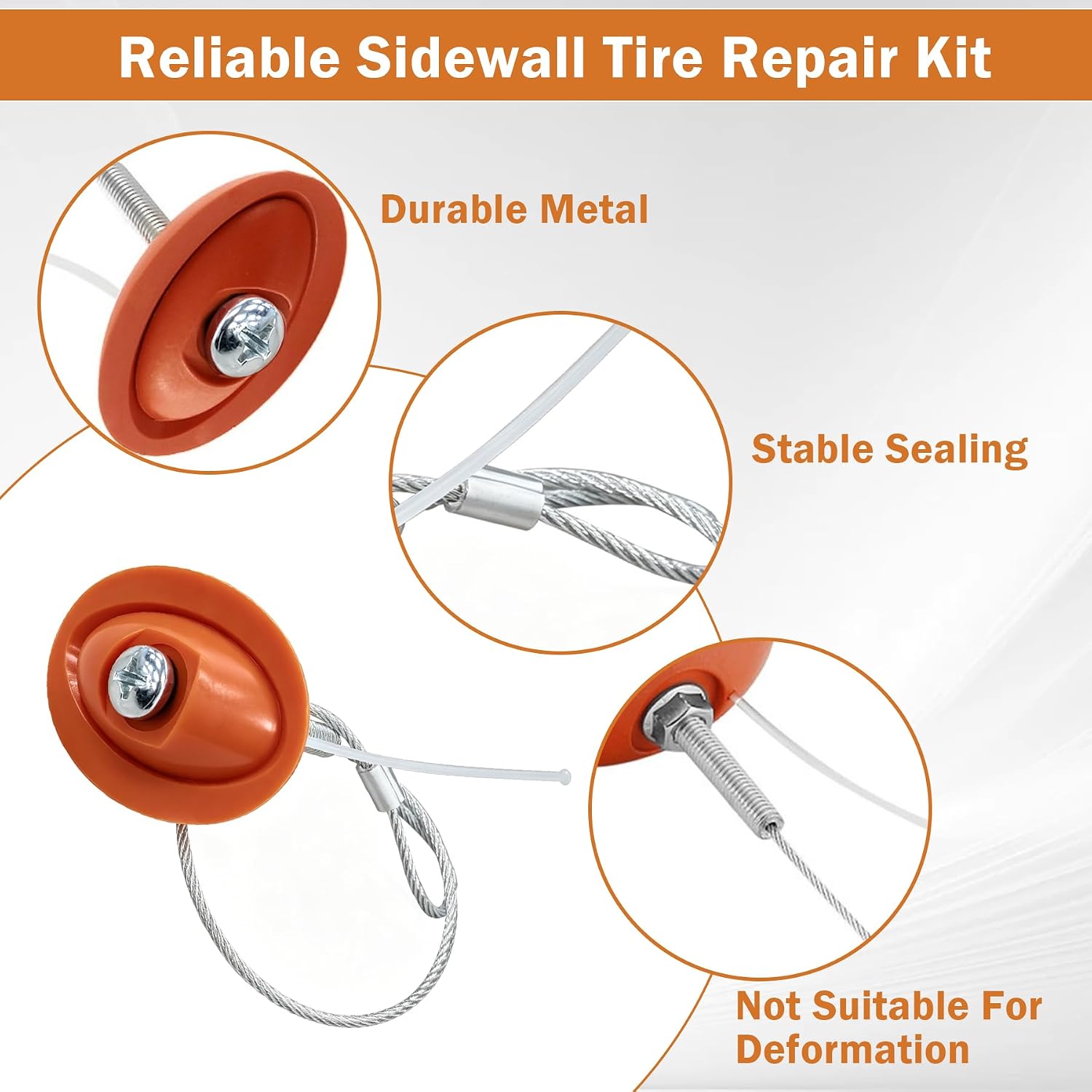 CG Sidewall Slug Tire Repair Kit Sidewall Plug Fits for ATV UTV SXS Lawn Mower Golf Cart & Snow Blower Tires Fixes Common Tire Repair Tool with Heavy-Duty (3 Pack)