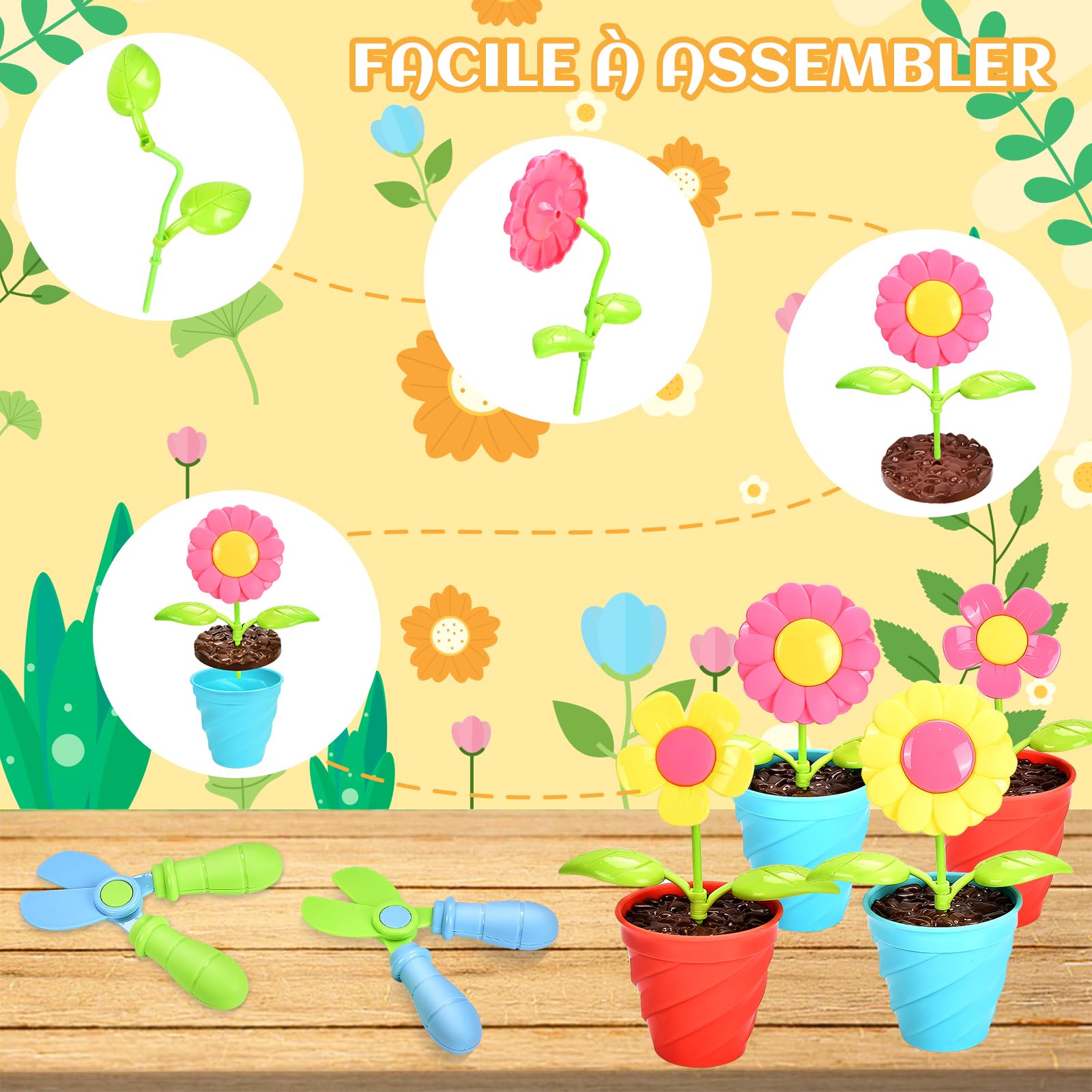 Aragallant Kit Jardinage Enfant, 28 Pièces Outillage de Jardin pour Enfants avec Pelle Arrosoir Rateau Pots de Plantes Seau Plage Set Jardinage Enfant, Jouet Exterieur Outils Jardinage Enfant 3 Ans+