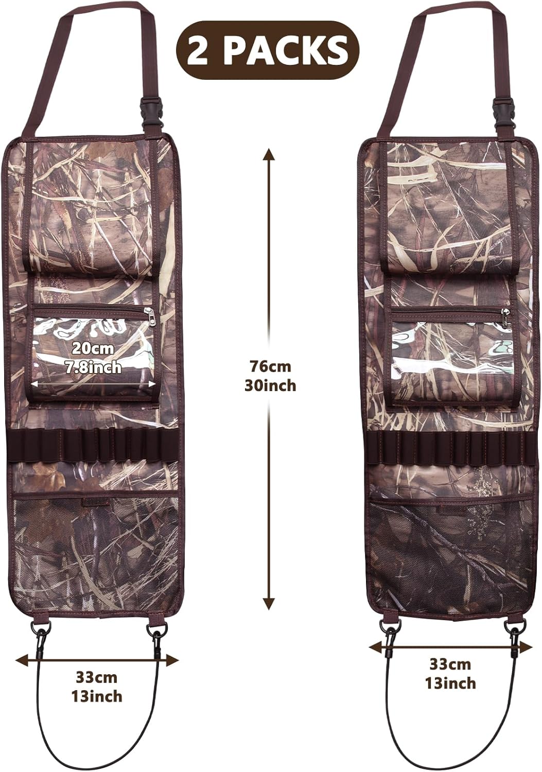 2 Pack Tactical Seat Back Gun Racks, Truck Gun Rack for Hunting Gear, Camo Gun Holder for Car with Molle Panel, Automotive Gun Racks for Hunting Rifles/Shotguns, Hunting Gift for Men