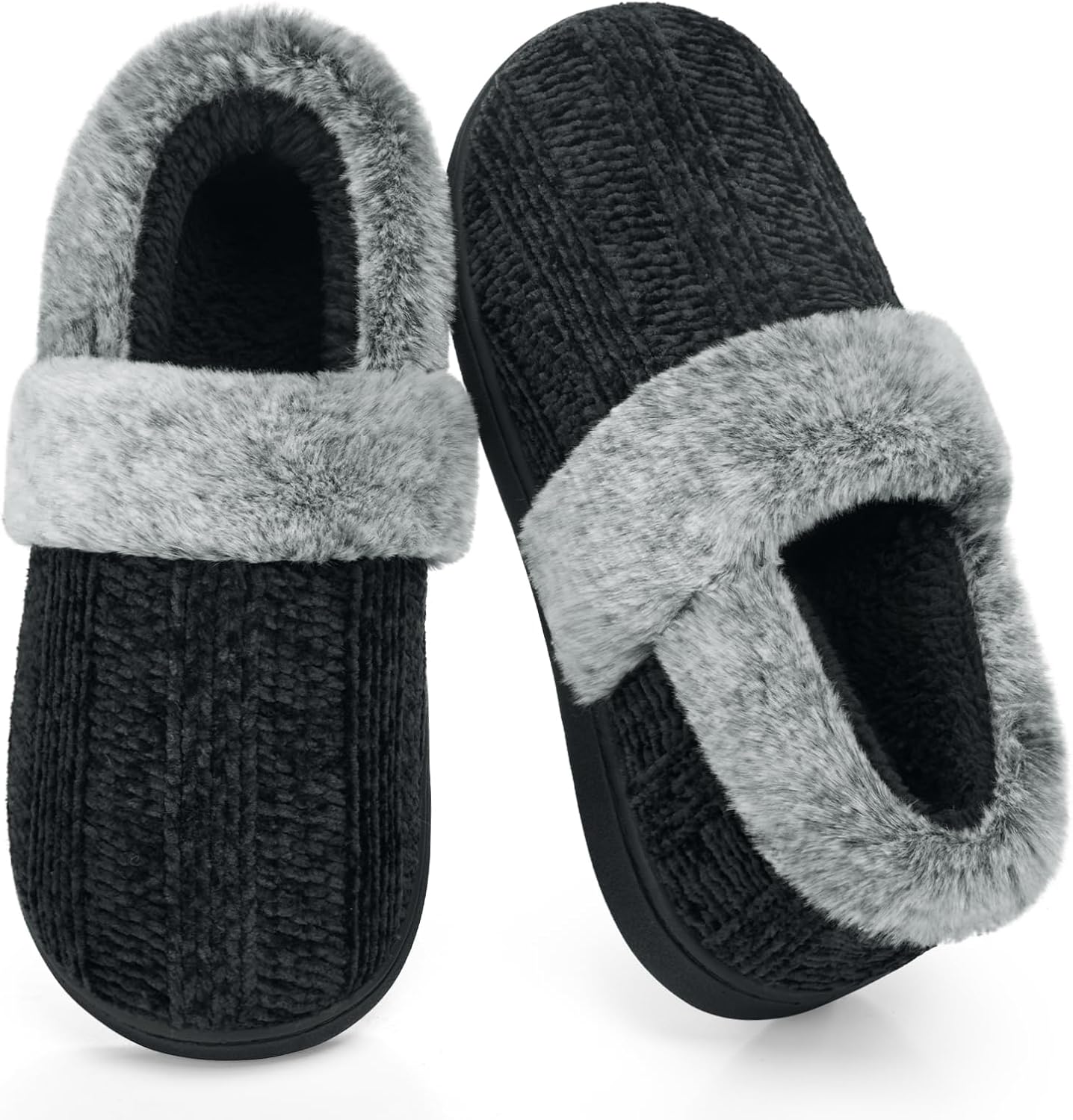 ATHMILE House Slippers for Women Memory Foam Closed Back House Shoes Outdoor Indoor Bedroom Slippers Chenille Knit Fleece Fuzzy Comfy Cozy