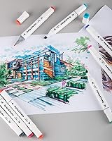 Vista 7 de Dabo&Shobo Marcador de alcohol de 96 colores, marcadores de dibujo, marcadores de doble punta, punta fina y cincel, marcador de cincel para colorear