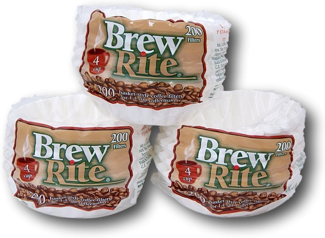 Brew Rite4 Cup Coffee Basket Disposable Filters – 600 CT by Brew Rite