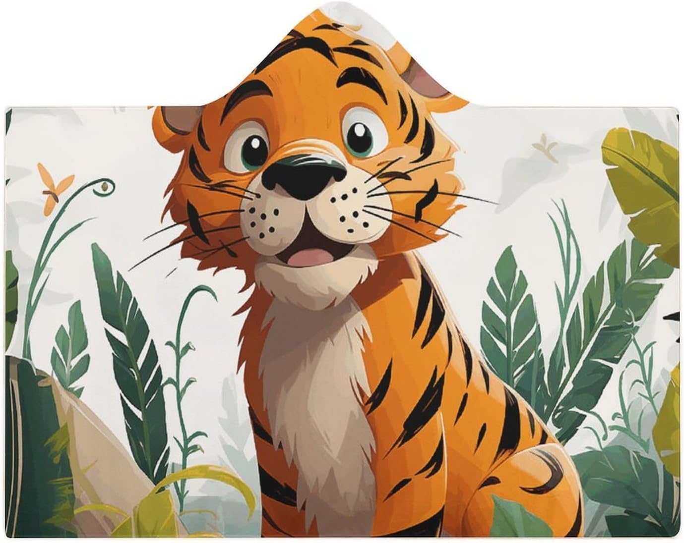 Cartoon Tiger Wearable Hooded Blanket, Ultra Soft Arctic Velvet Cape Cloak Unisex - Cozy Wearable Blanket