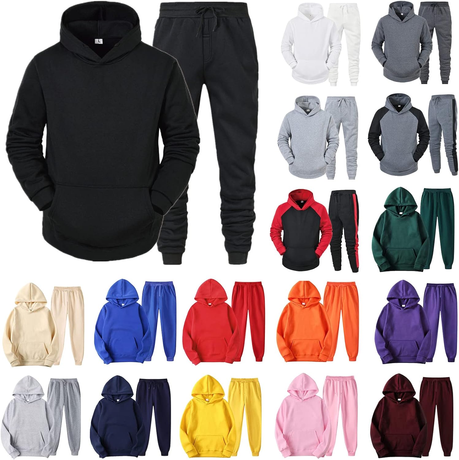 Sweatsuits for Men Set 2 Piece Casual Athletic Hooded Tracksuit Winter Hoodies and Sweatpant Sets Activewear Jogging Suits