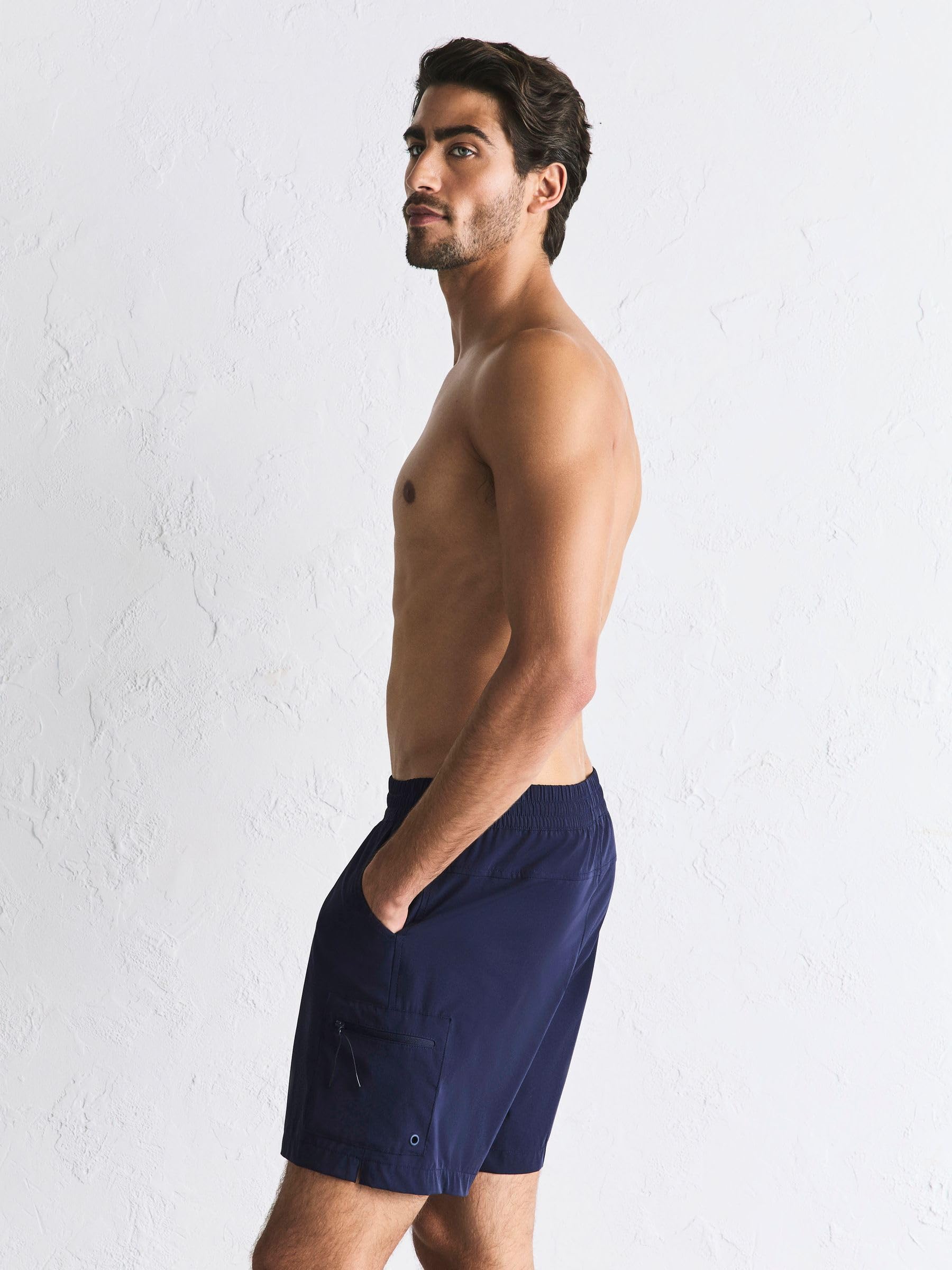 NEXT Homme Short de Bain Cargo 8 Pouces | Coupe standard, Taille mi-haute, Cordon de serrage