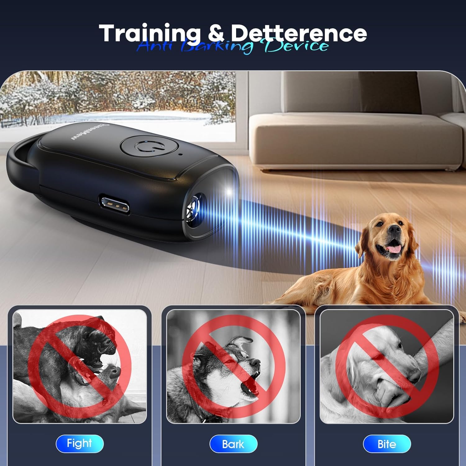 Anti Barking Device, Handheld Ultrasonic Bark Stopper, Powerful Dog Barking Deterrent Devices Stop DogBarking Device with LED, Ultrasonic Dog Bark Devices Indoor Outdoor for Small Medium Large Dogs - Image 3