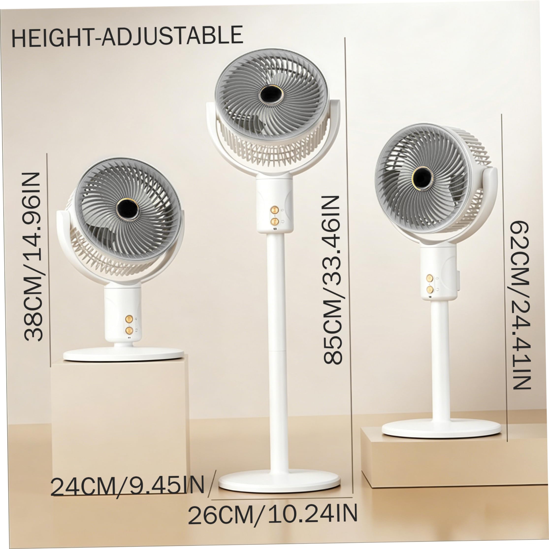 Ventilatore pieghevole, ventilatore da terra portatile, ventilatori oscillanti silenziosi senza fili con altezza regolabile, utilizzo su scrivania e pavimento, portatile oscillante pieghevole bi