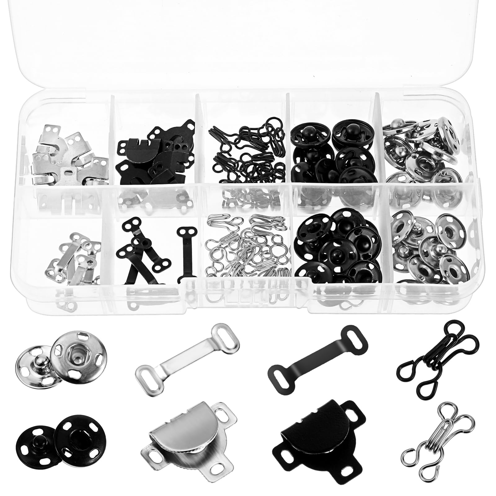 Set 100 Ganci E Occhielli Da Cucito In Metallo - 3 Stili Per Reggiseni, Pantaloni E Bottoni Automatici - Kit Fai Da Te - 4