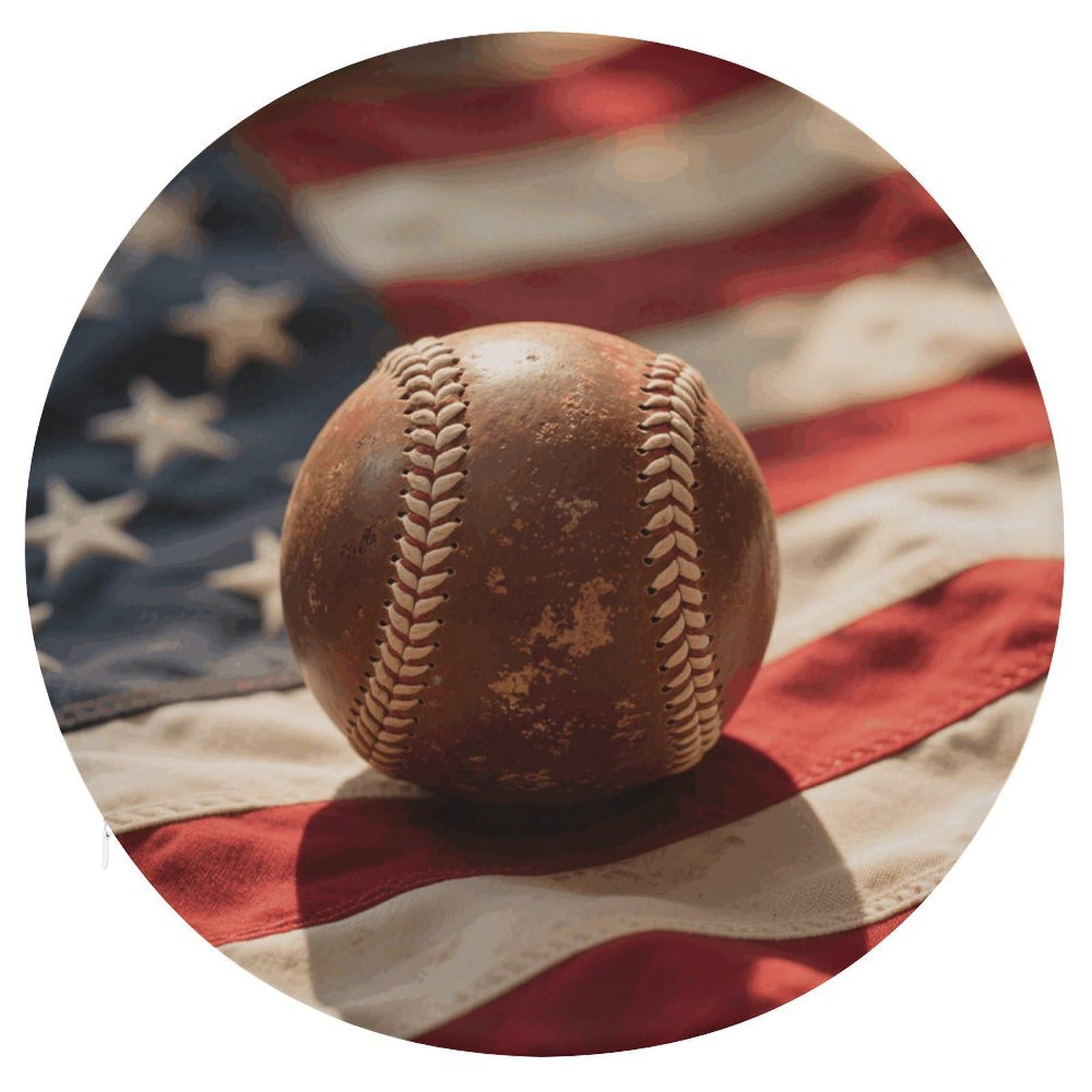 VstaDank Vintage Baseball On American Flag Cushions Memory Non Slip Car Seat Cushions Dining Chairs Cushion Indoo Dining Room Round Chair Pads with Zipper and Removable Cover Cushion