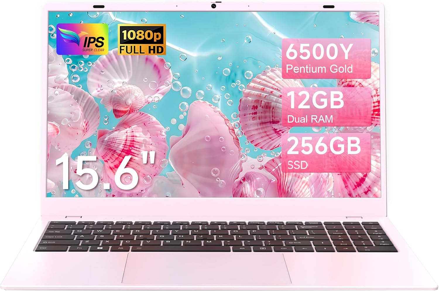 15.6 Inch Pink Laptop Computer, 12GB RAM 256GB SSD, FHD IPS Display, Pentium Gold 6500Y, Lightweight Student Laptop for School, Work & Everyday Use, Portable Laptop with USB-C HDMI WiFi 15.6 Inch Pink Laptop Computer, 12GB RAM 256GB SSD, FHD IPS Display, Pentium Gold 6500Y, Lightweight Student Laptop for School, Work & Everyday Use, Portable Laptop with USB-C HDMI WiFi