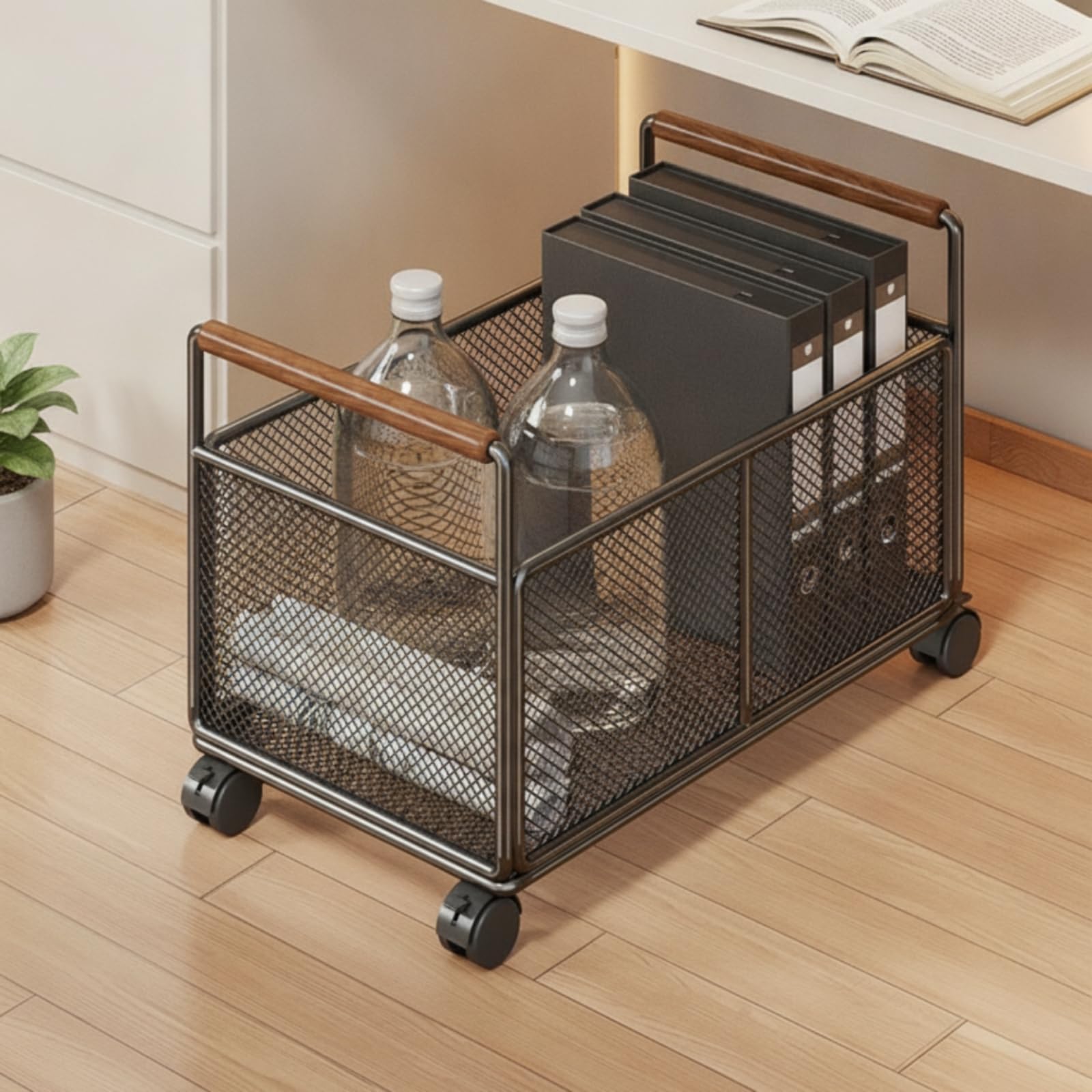 Baoblaze Carrello Portariviste Portaoggetti Libreria con Ruote Corpo Capiente Facile da Spostare tra Stanze con Fluide Telaio in, Bianco, Grande Con Ruote