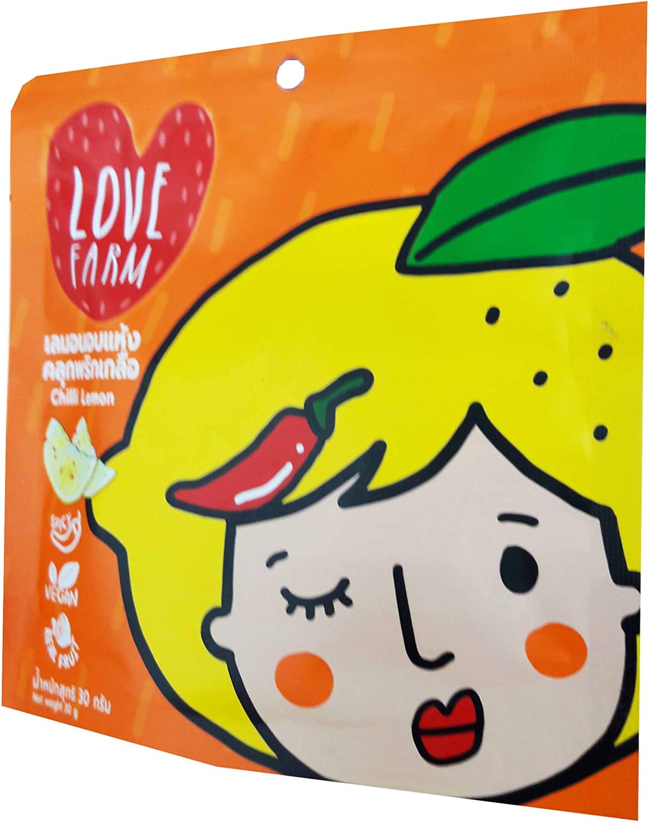 Love Farm, 3 Packs of Chilli Lemon, Delicious Fruit Snack From Love Farm Brand, GMP Certified. (30 G/ Pack)