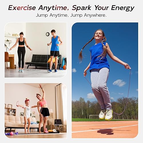 Miniatura 6 de Cuerda de saltar con mango de silicona,Cuerda de saltar sin enredos con sistema de rodamiento dual,Ultra suave para fitness y entrenamiento