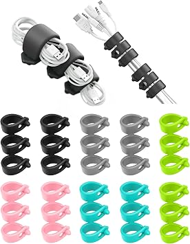 Cord Organizer 10 Pack Reusable Cable Straps, 3 in 1 Multipurpose Cable Protector for Earbuds Earphone Headphone Headset Wrap Winder Holder Keeper Manager Management 3L Multi-Color
