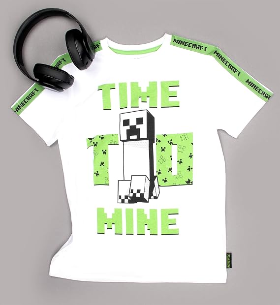 Minecraft - Clothes - Boys T Shirt - Gamer Kids Clothes - Creeper T Shirt Gifts - Gifts for Boys - Green -