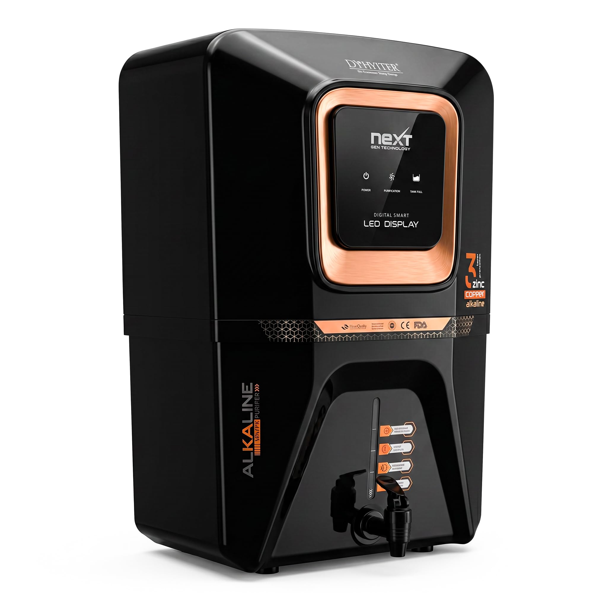 RO+UV+UF Water Purifier 9 Stage Filtration Alkaline + Magnetic Technology In Tank UV Smart Display European Design 1 year Warranty | Black & Rose Gold-image-29