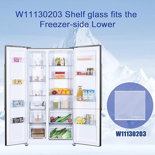Miniatura 2 de W11130203 Reemplazo de estante de vidrio para congelador Whirlpool Ikea estante de vidrio para refrigerador - Reemplaza W10773887, WPW10527849,