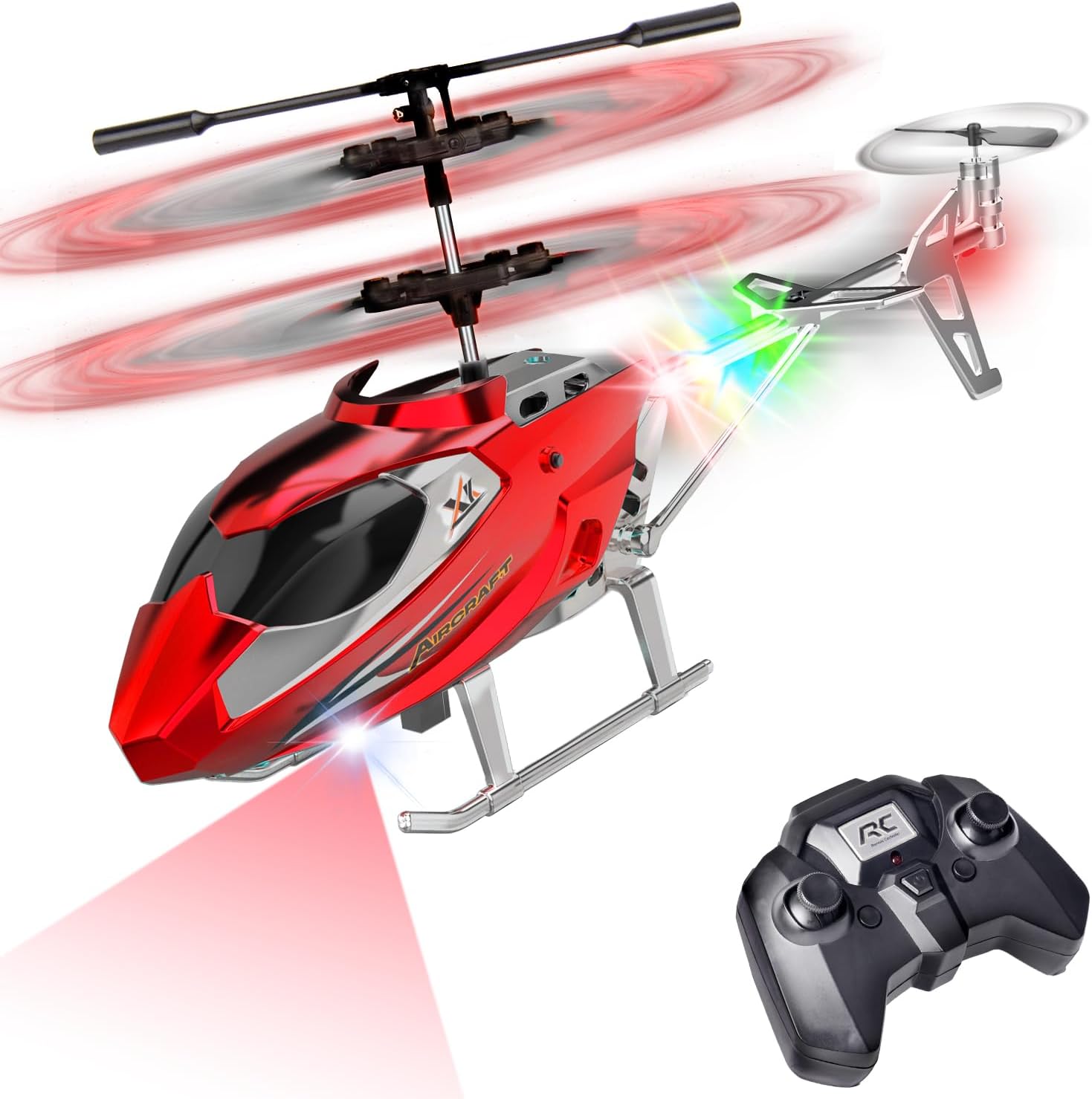 TERRAMUS Remote Control Helicopter for Kids,Altitude Hold RC Helicopters with Gyro LED Light,2.4GHz Radio Controlled Aircraft Indoor Toy with 3.5 Channel,High&Low Speed,Gift for Boys Beginner