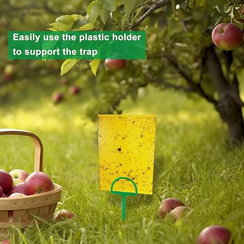 Miniatura 2 de 50 hojas de trampas adhesivas para moscas, de doble cara, para insectos voladores, interiores y exteriores, 8 x 6 pulgadas, amarillo