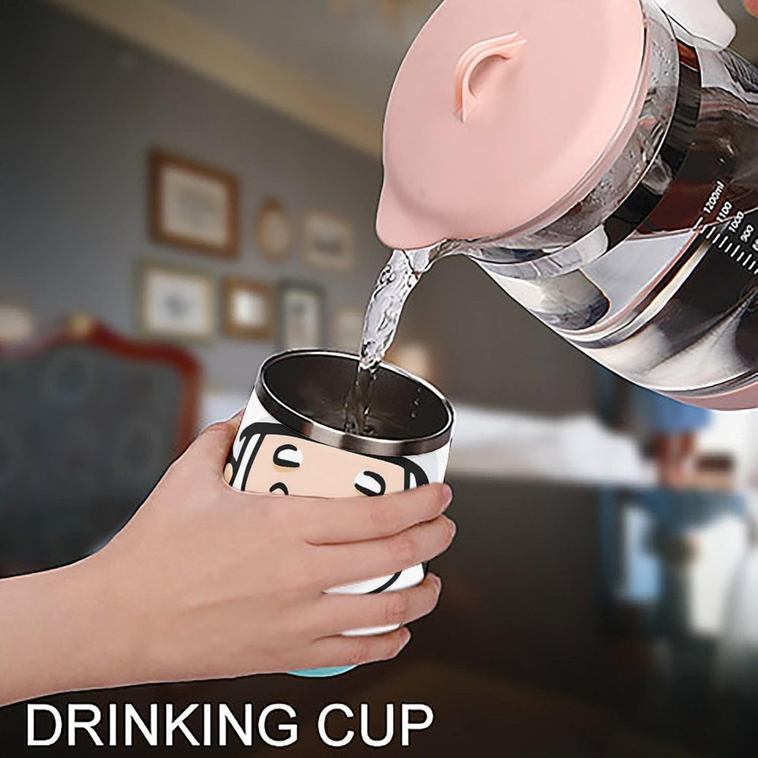 Christmas Man Portrait Insulated Drinking Cup Stainless Steel Coffee Mug Wine Tumbler with Lid 12OZ