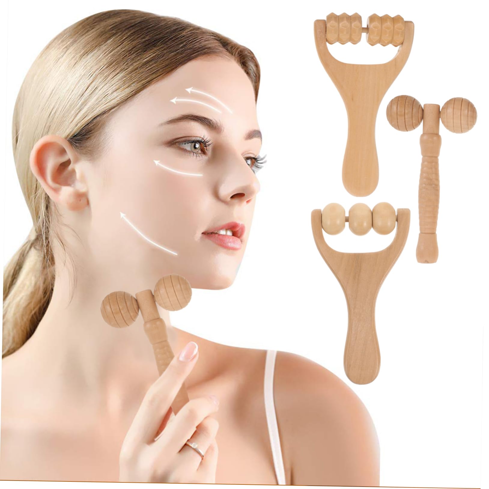 VALICLUD 5 Sätze Massagegeräte Massagerolle Schultermassagegerät Nackenmassage Massage-tools Manuelles Massagegerät Nacken-schulter-massagegerät Handmassagetzeug Holz 3 Stücke * 5
