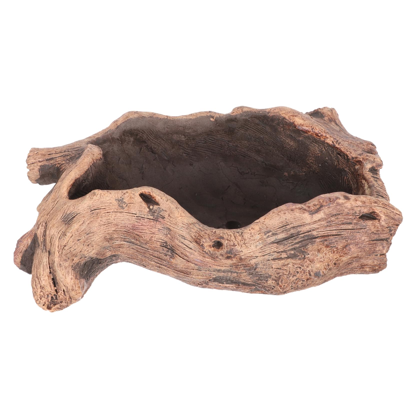 BESTonZON Maceta de Cemento Artesanal Forma de Tronco Tallado, Marrón, Fácil de Manejar y Resistente Decoloración para Decoración en Hogar y Jardines