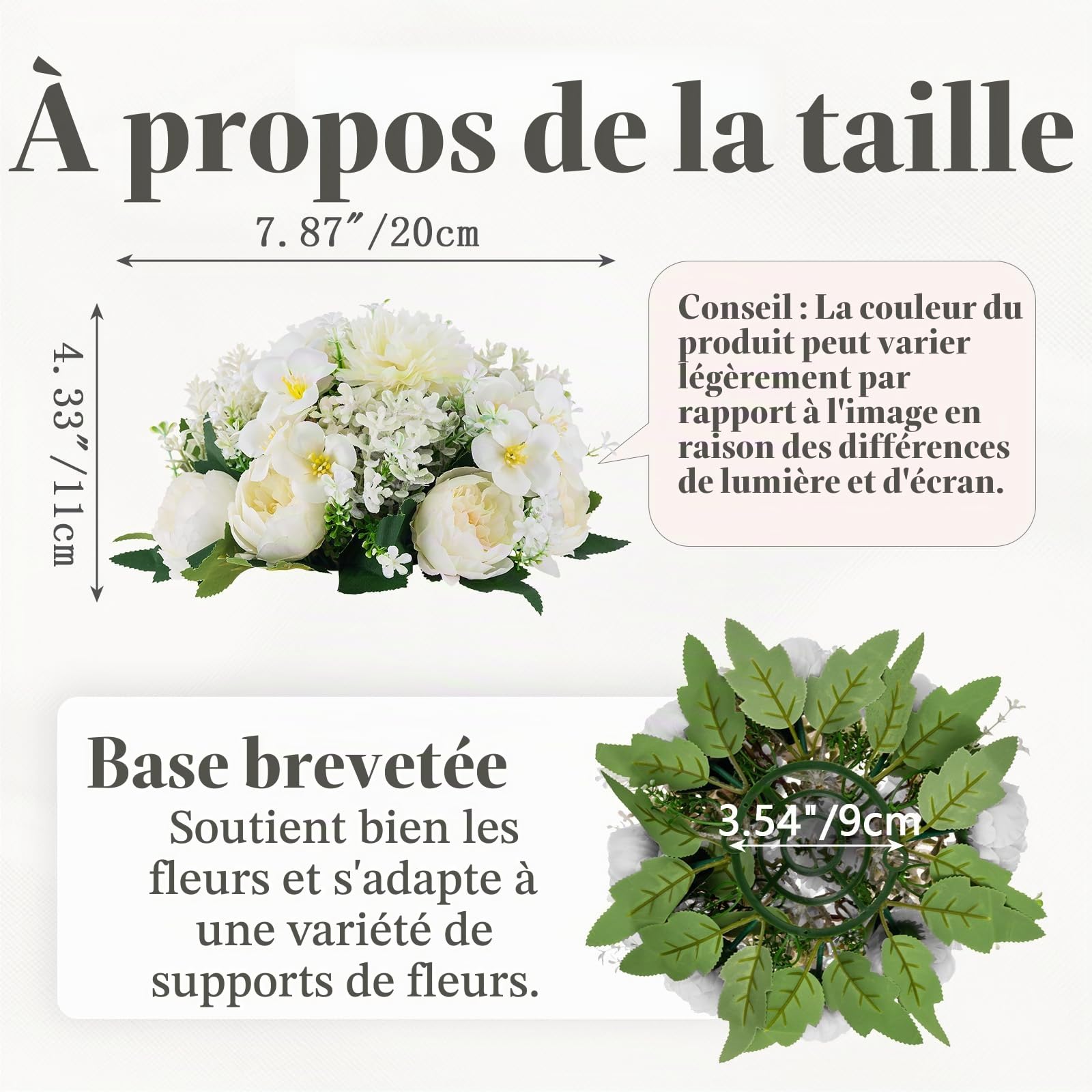 Fleur Artificielle pour Décoration de Mariage, Pivoine Blanc, 10 Pcs