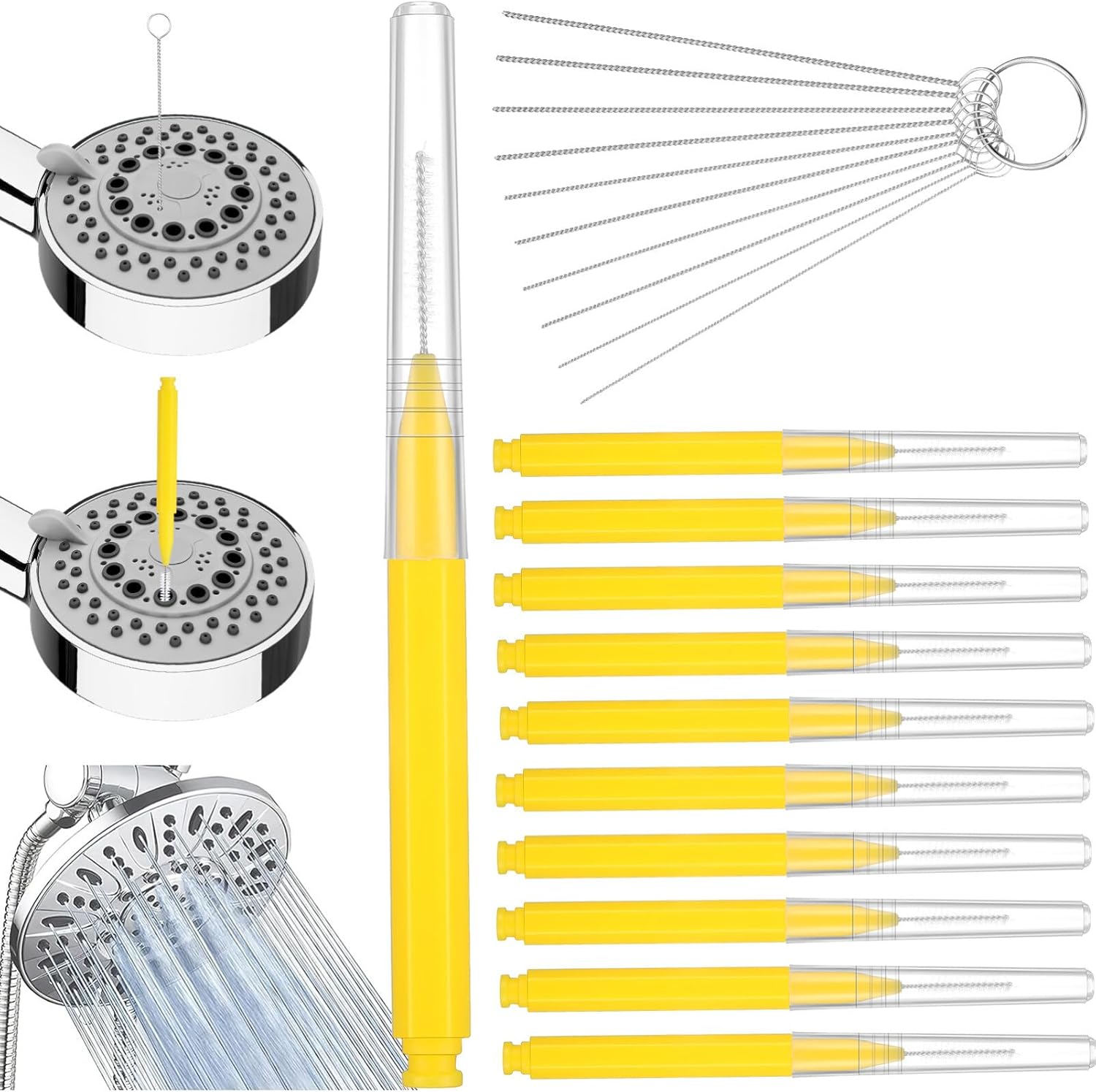 Gatuida Shower Head Cleaner: Small Gaps Hole Anti-Clogging Shower Head Cleaning Brush, Shower Nozzle Clog Removal Picks Shower Cleaner Brushes for Gaps Crevice Eyebrow Grooming, 20PCS