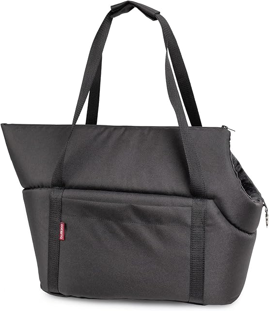 Foto 4 de 8 de BoutiqueZOO Bolsa para Perros, Bolsa para Cachorros - Negro/Negro (Minky), S: 34x22x26 cm