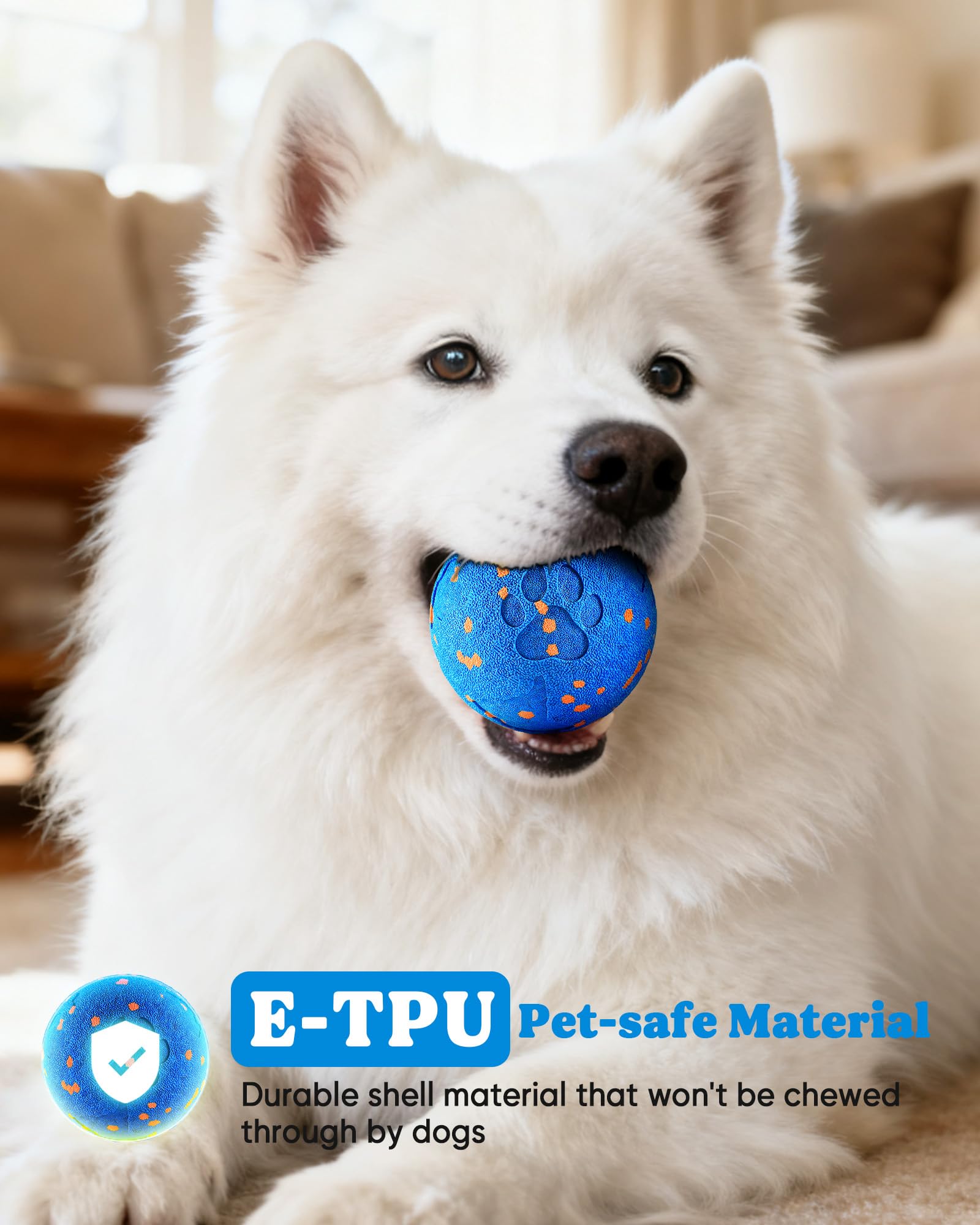 Juguete interactivo inteligente para perros, rotación automática, juguetes masticables rebotantes, material E-TPU, IPX7 impermeable, bola rodante activa para perros medianos y grandes, los mantiene