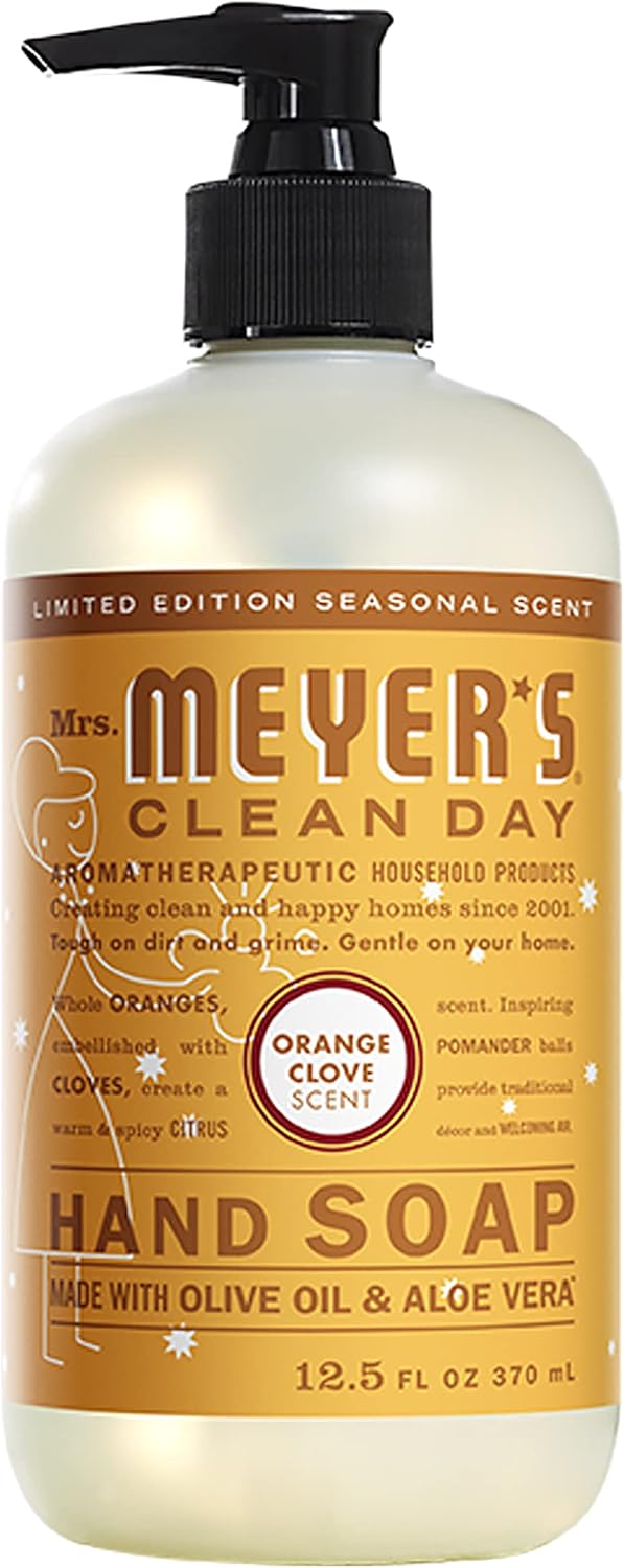 Mrs. Meyer’s Clean Day Orange Clove Scent Kitchen Basics Set, 1 Orange Clove Dish Soap, 1 Orange Clove Liquid Hand Soap & 1 Orange Clove Multi Surface Cleaner (3 CT, Pack of 1)