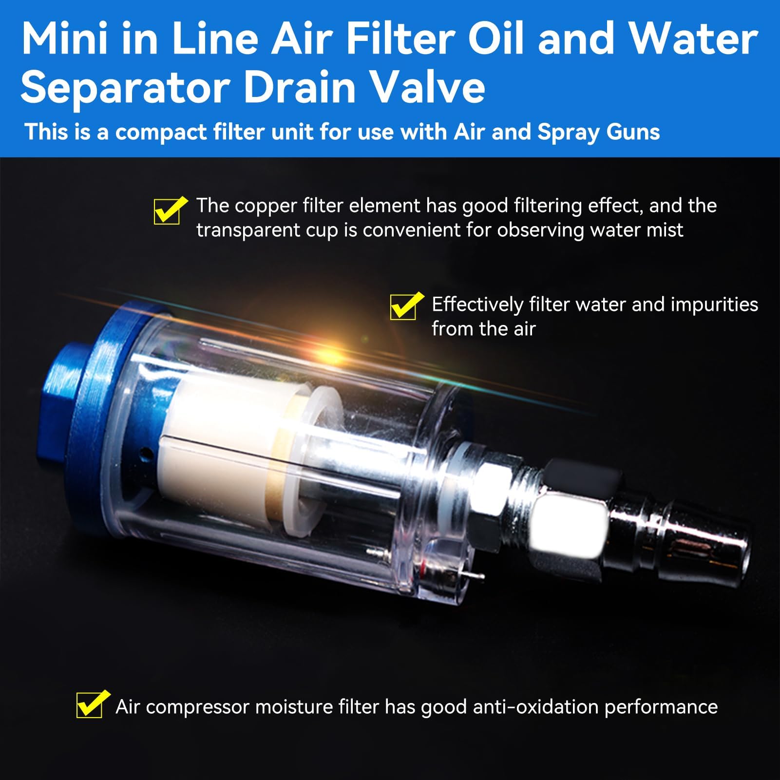 Regolatore Di Pressione Per Compressore Trappola Olio Acqua Compressore Regolatore Filtro Aria Compressa - Separatore Olio E Acqua 1/4 NPT Regolatore Pressione Compressa Compressore Stanley