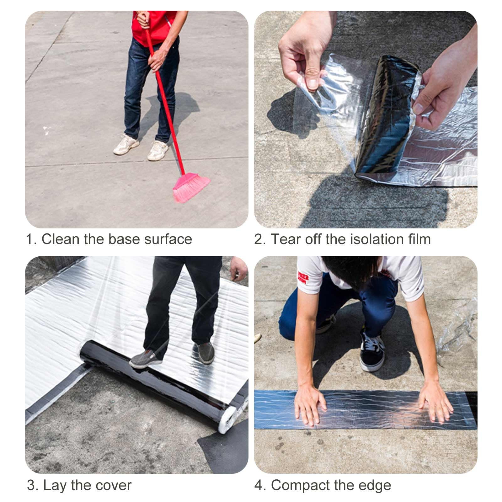 Cinta Bituminosa Impermeable Cinta de Reparación de Tejas de Asfalto de 1,50 mm Aislamiento Térmico Cinta de Papel de Aluminio Relleno de Grietas para Huecos de Ventanas, Metal(3.3'x32.8'=1x10m)