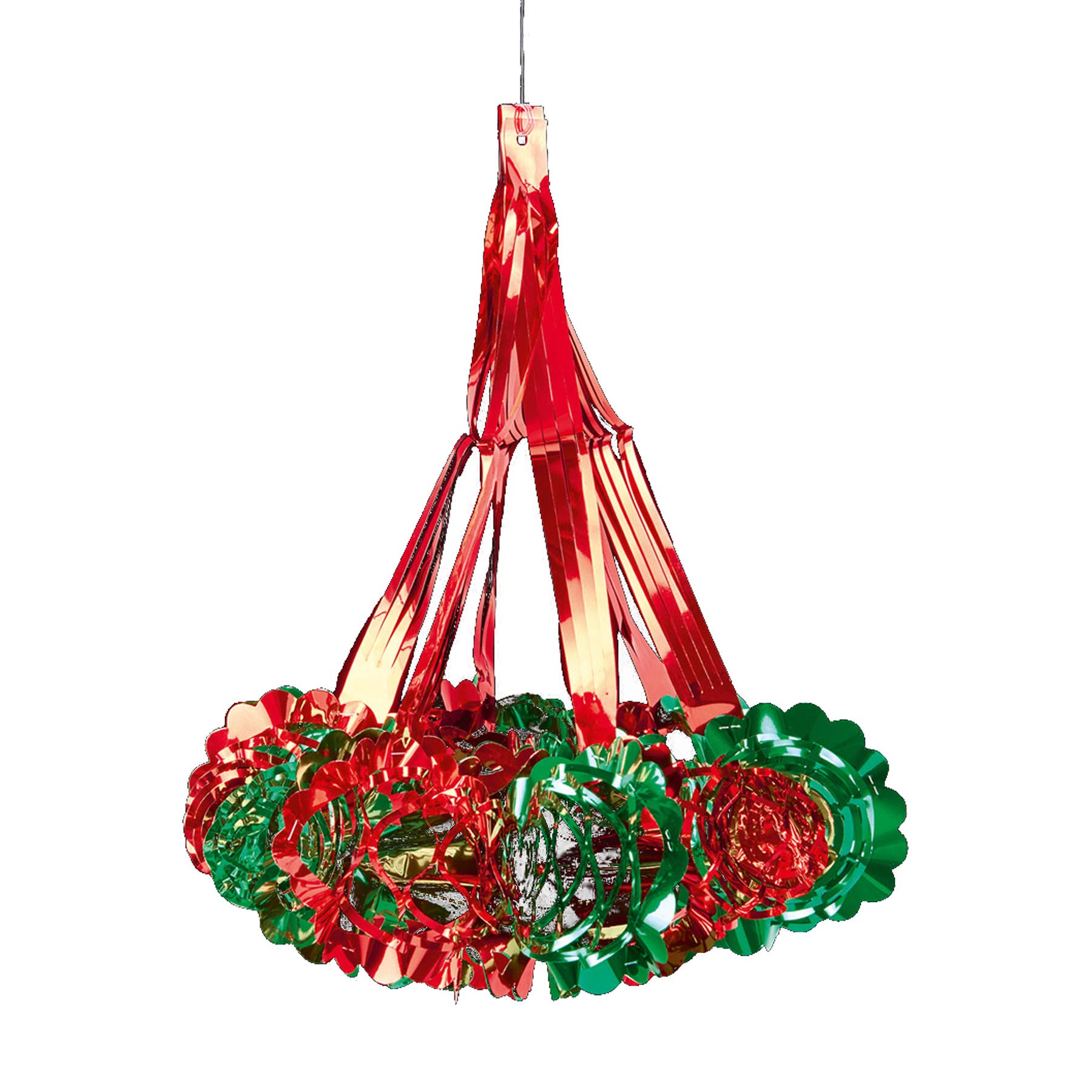 Karen Davies Sugarcraft Ltd Green Davies /Red Christmas 2 Tone Foil Ceiling Decorations - 40Cm Chandelier