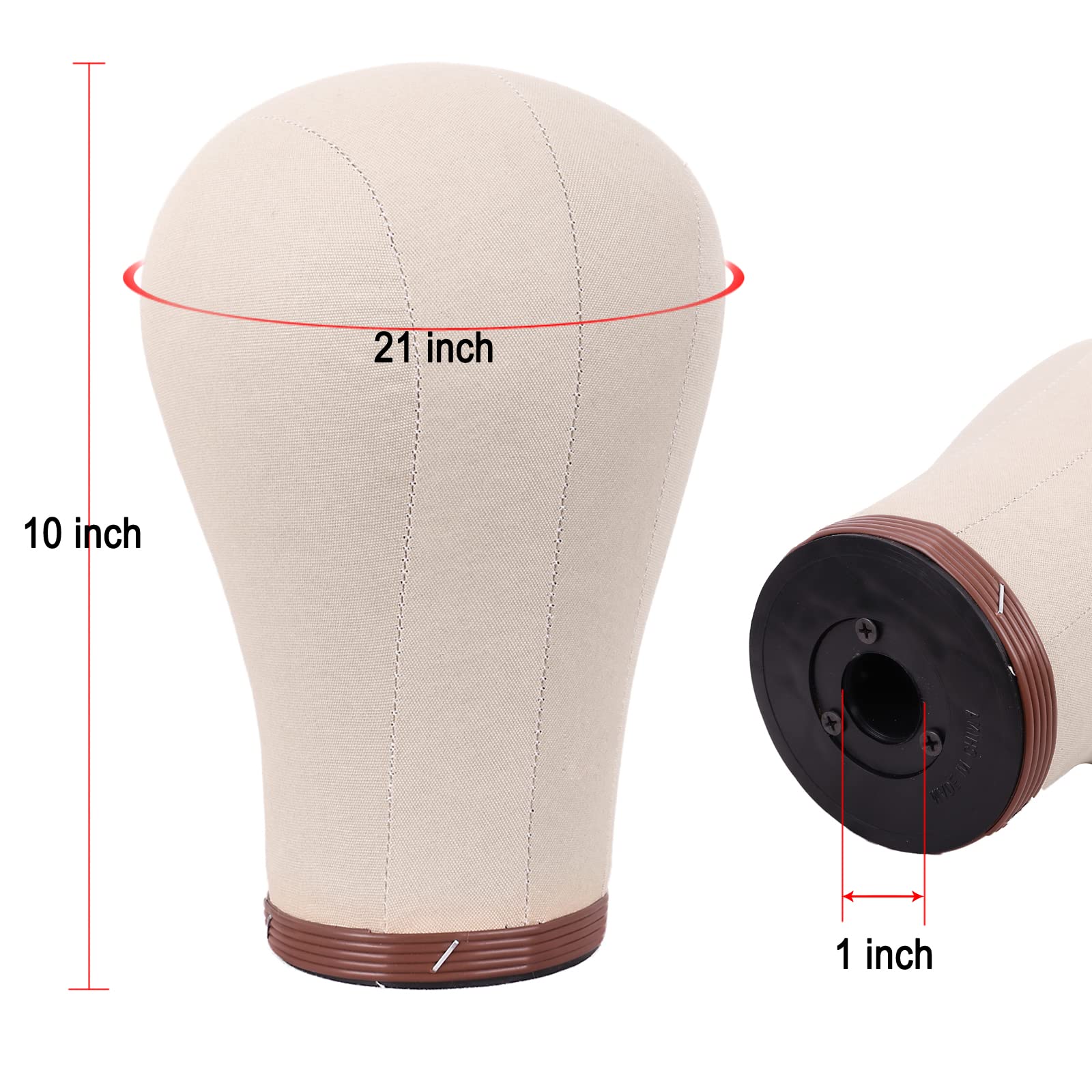 MapofBeauty 21 Pollice parrucca Testa Cork Tela Block Testa per Making Stand Testa Pins Parrucche Mannequin Testa Con (Marrone)