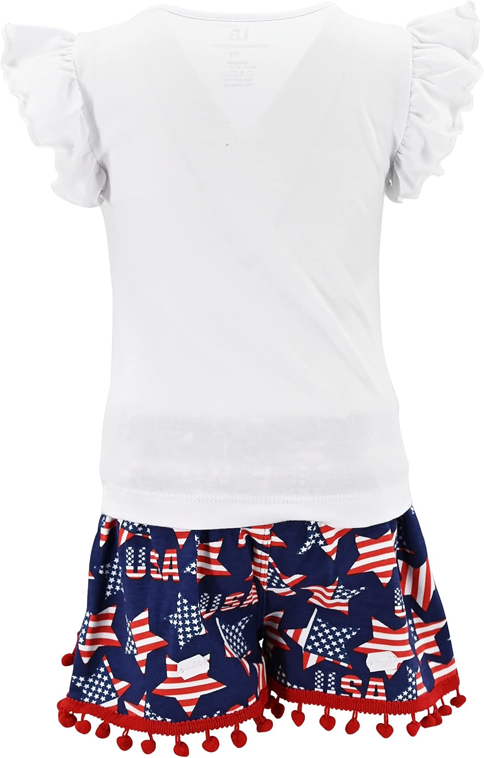 Unique Baby Girls Toddler Big Kid Sleeveless Tank with Pom Pom 2pc Shorts Set Outfit
