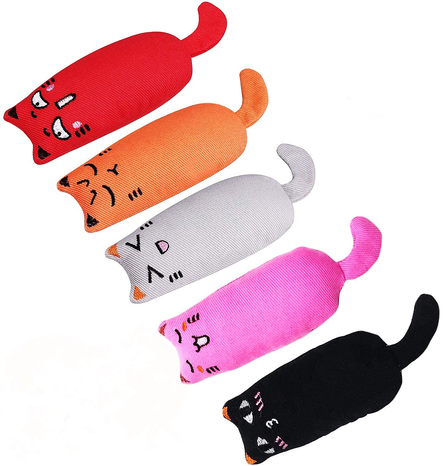 Bojafa Cat Plush Catnip Toys 5 Pack for Cat Scratch Playing Chewing Teeth Cleaning - Creative Pillow Scratch Pet Catnip Teeth Grinding Chew Toys (6.5 Inch)